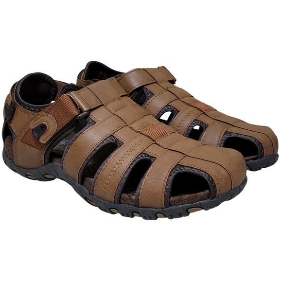 Nunn Bush Men Rio Bravo Fisherman Sport Sandals Size US 10W Tan Faux Leather - Picture 1 of 4